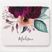 Mit Monogramm Romantische Vintage Boho Purple Blum Mousepad (Vorne)