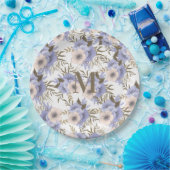 Mit Monogramm romantische Violettsage Botanisch Pappteller (Party)