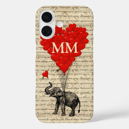 Mit Monogramm romantischer Elefant und Herz Case-Mate iPhone Hülle (Rückseite)