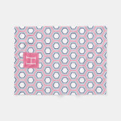 Mit Monogramm rosa Aqua und blaues Muster Fleecedecke (Vorderseite (Horizontal))