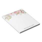 Mit Monogramm Rosa Aquarell Rose Blume Elegante Notizblock (angewinkelt)