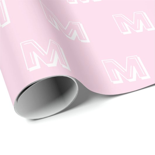 Mit Monogramm rosa, benutzerdefiniertes Zahlenmust Geschenkpapier (Rolleneckpunkt)
