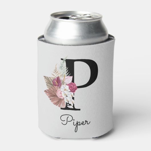 Mit Monogramm rosa Bläschen Dosenkühler (Kanne Vorderseite)