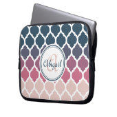 Mit Monogramm rosa blaues marokkanisches Gittermus Laptopschutzhülle (Vorderseite Links)
