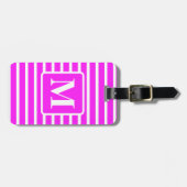 Mit Monogramm rosa Blockstreifen Gepäckanhänger (Vorderseite horizontal)