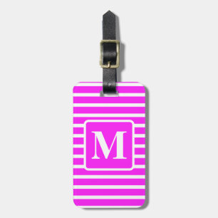 Mit Monogramm rosa Blockstreifen Gepäckanhänger