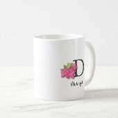 Mit Monogramm-Rosa-Blume Kaffeemaschine Tasse (VorderseiteRechts)