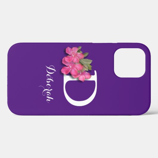 Mit Monogramm rosa Blume Lila Case-Mate iPhone Hülle (Rückseite (Horizontal))