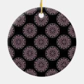 Mit Monogramm rosa Blumenfronten Polka Dot Mandala Keramik Ornament (Hinten)