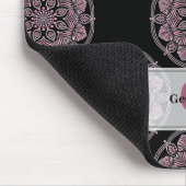 Mit Monogramm rosa Blumenfronten Polka Dot Mandala Mousepad (Ecke)