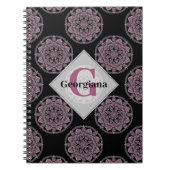 Mit Monogramm rosa Blumenfronten Polka Dot Mandala Notizblock (Vorderseite)