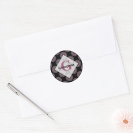 Mit Monogramm rosa Blumenfronten Polka Dot Mandala Runder Aufkleber