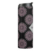 Mit Monogramm rosa Blumenfronten Polka Dot Mandala Thermosbecher (Nach links gedreht)