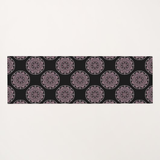 Mit Monogramm rosa Blumenfronten Polka Dot Mandala Yogamatte (Rückseite (Horizontal))
