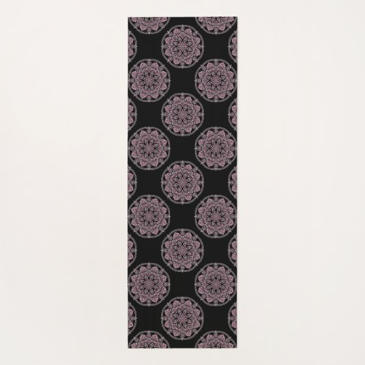 Mit Monogramm rosa Blumenfronten Polka Dot Mandala Yogamatte (Rückseite)
