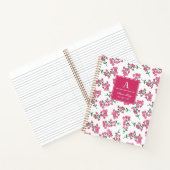 Mit Monogramm rosa Blumenmuster Notizblock (Innenseite)