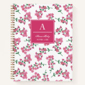 Mit Monogramm rosa Blumenmuster Notizblock (Vorderseite)