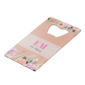 Mit Monogramm rosa Blüte Geldbeutel Flaschenöffner (Vorderseite Schrägansicht)