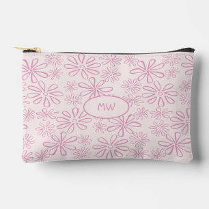 Mit Monogramm, rosa, blütenfarbenes Muster Zubehörtasche