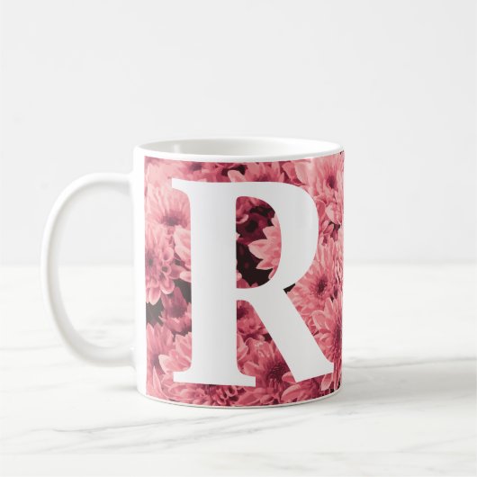 Mit Monogramm-Rosa-Chrysanthemum-Tasse Kaffeetasse (Links)
