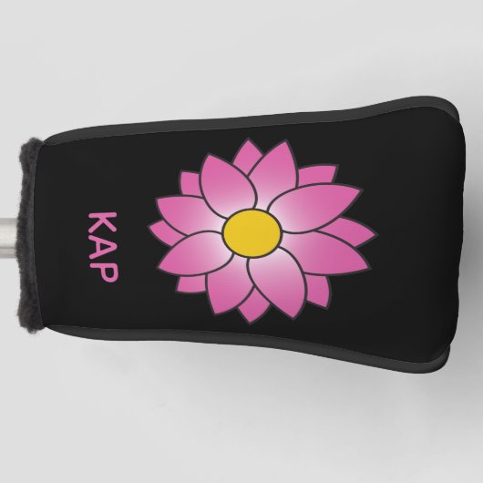Mit Monogramm rosa Daisy Putter Cover Golf Headcover (Vorderseite)