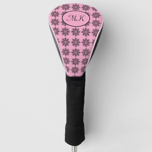 Mit Monogramm rosa Damaskusmuster Golf Headcover (Vorderseite)