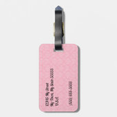 Mit Monogramm rosa Damast für Reisende Gepäckanhänger (Rückseite vertikal)