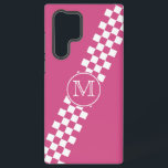 Mit Monogramm rosa Diagonal Racing Karos Samsung Galaxy Hülle<br><div class="desc">Moderne und stilvolle diagonale Karos in Rosa und Weiß mit Text für Ihr Monogramm Erstling auf einem koordinierenden Akzent.</div>