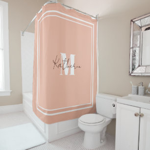 Mit Monogramm rosa Duschvorhang