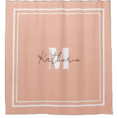 Mit Monogramm rosa Duschvorhang (Vorderseite)