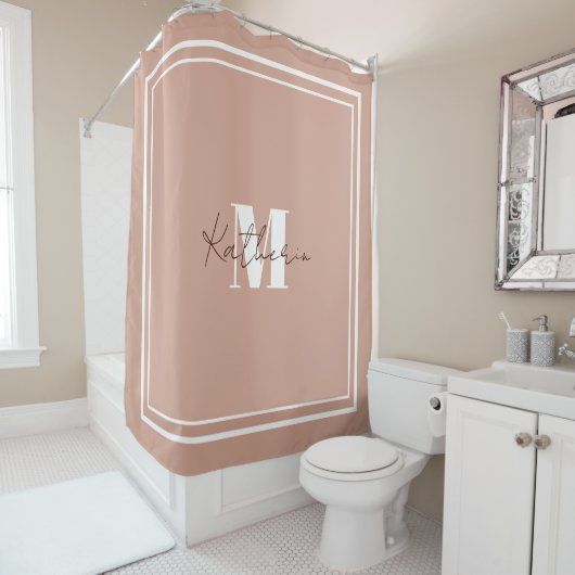 Mit Monogramm Rosa Duschvorhang Farbe D3A592 (Beispiel)