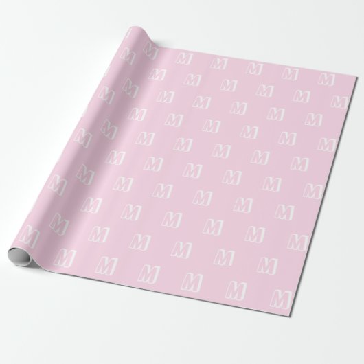 Mit Monogramm-rosa-farbenes Muster, modern Geschenkpapier (Ungerollt)