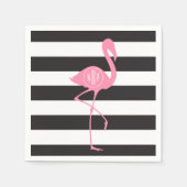 Mit Monogramm rosa Flamingo + Schwarz + Weiße Stre Serviette (Vorderseite)