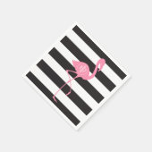Mit Monogramm rosa Flamingo + Schwarz + Weiße Stre Serviette (Ecke)