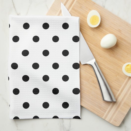 Mit Monogramm rosa Flamingo + Schwarzer Tupfen Küchentuch (Viertel Falte)