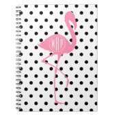 Mit Monogramm rosa Flamingo + Schwarzer Tupfen Notizblock (Vorderseite)
