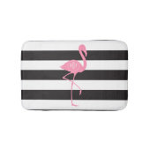 Mit Monogramm rosa Flamingo + Schwarzes + Weiße Badematte (Vorderseite)