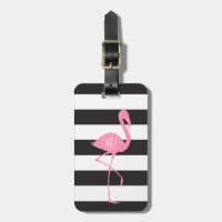 Mit Monogramm rosa Flamingo + Schwarzes + Weiße