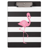 Mit Monogramm rosa Flamingo + Schwarzes + Weiße Klemmbrett (Vorderseite)
