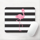 Mit Monogramm rosa Flamingo + Schwarzes + Weiße Mousepad (Mit Mouse)