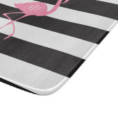 Mit Monogramm rosa Flamingo + Schwarzes + Weiße Schneidebrett (Ecke)