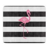 Mit Monogramm rosa Flamingo + Schwarzes + Weiße Schneidebrett (Vorderseite)