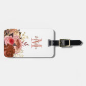 Mit Monogramm rosa Floral Gepäckanhänger (Vorderseite horizontal)