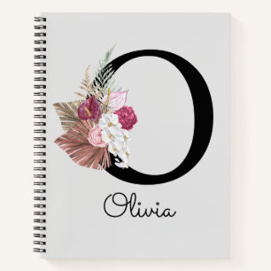 Mit Monogramm rosa Floral Initial O Notizblock