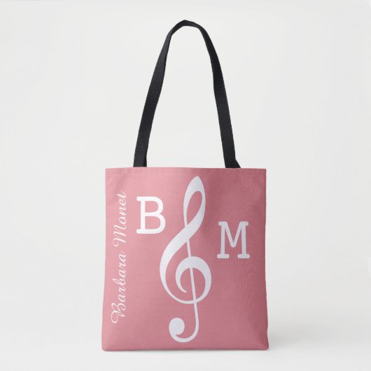 mit Monogramm rosa G-Klemme für sie / Musiknoten Tasche (Vorderseite)