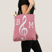 mit Monogramm rosa G-Klemme für sie / Musiknoten Tasche (Von Nahem)