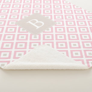Mit Monogramm rosa geometrisches Muster Sherpadecke