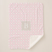Mit Monogramm rosa geometrisches Muster Sherpadecke (Vorderseite)
