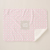 Mit Monogramm rosa geometrisches Muster Sherpadecke (Vorderseite (Horizontal))