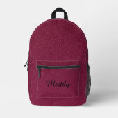 mit Monogramm rosa Glitzer Bedruckter Rucksack (Vorderseite)